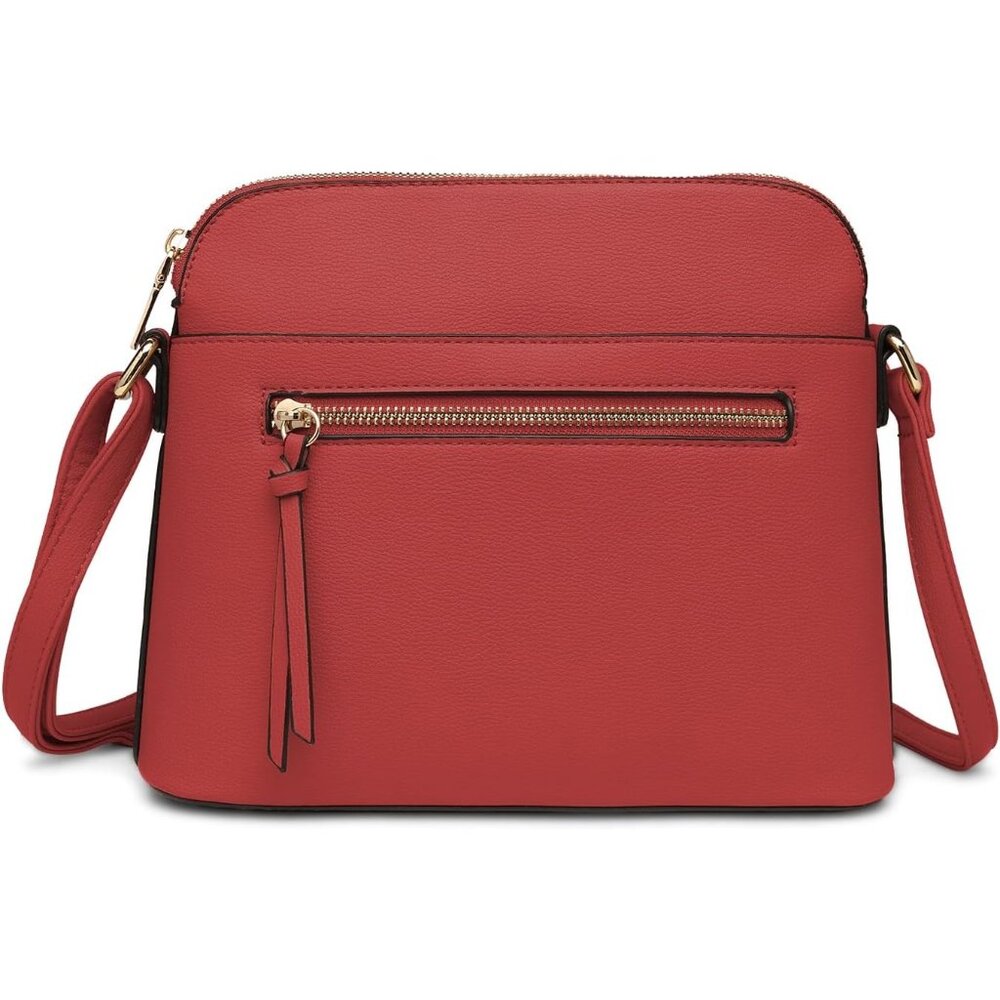⚡ Women's Red Adjustable Shoulder Strap Zipper Pocket Beautiful Crossbody Bag
